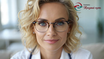 Врач психиатр женщина с голубыми глазами и светлыми волосами